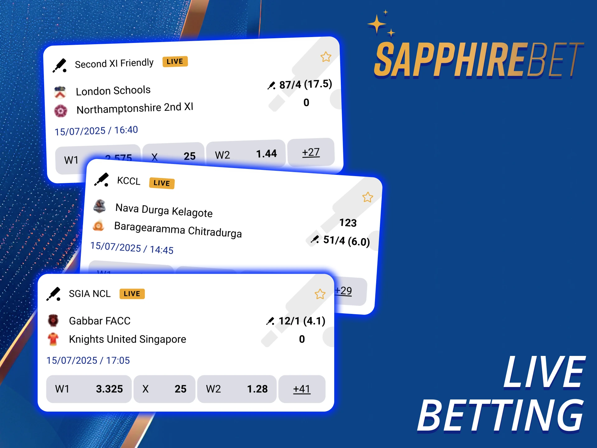 SapphireBet website offers you a live betting section.