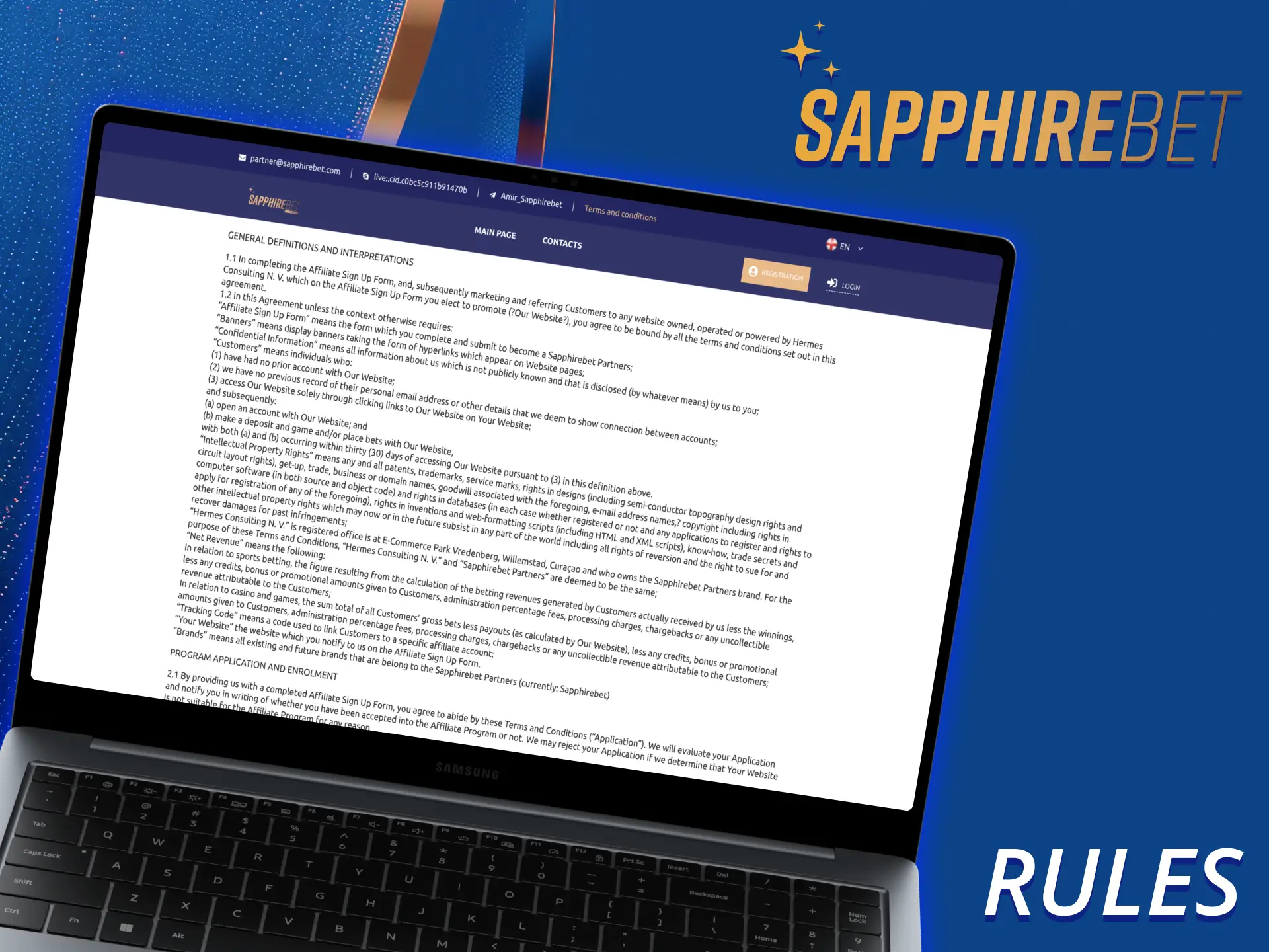 SapphireBet partners program has some rules you need to follow.