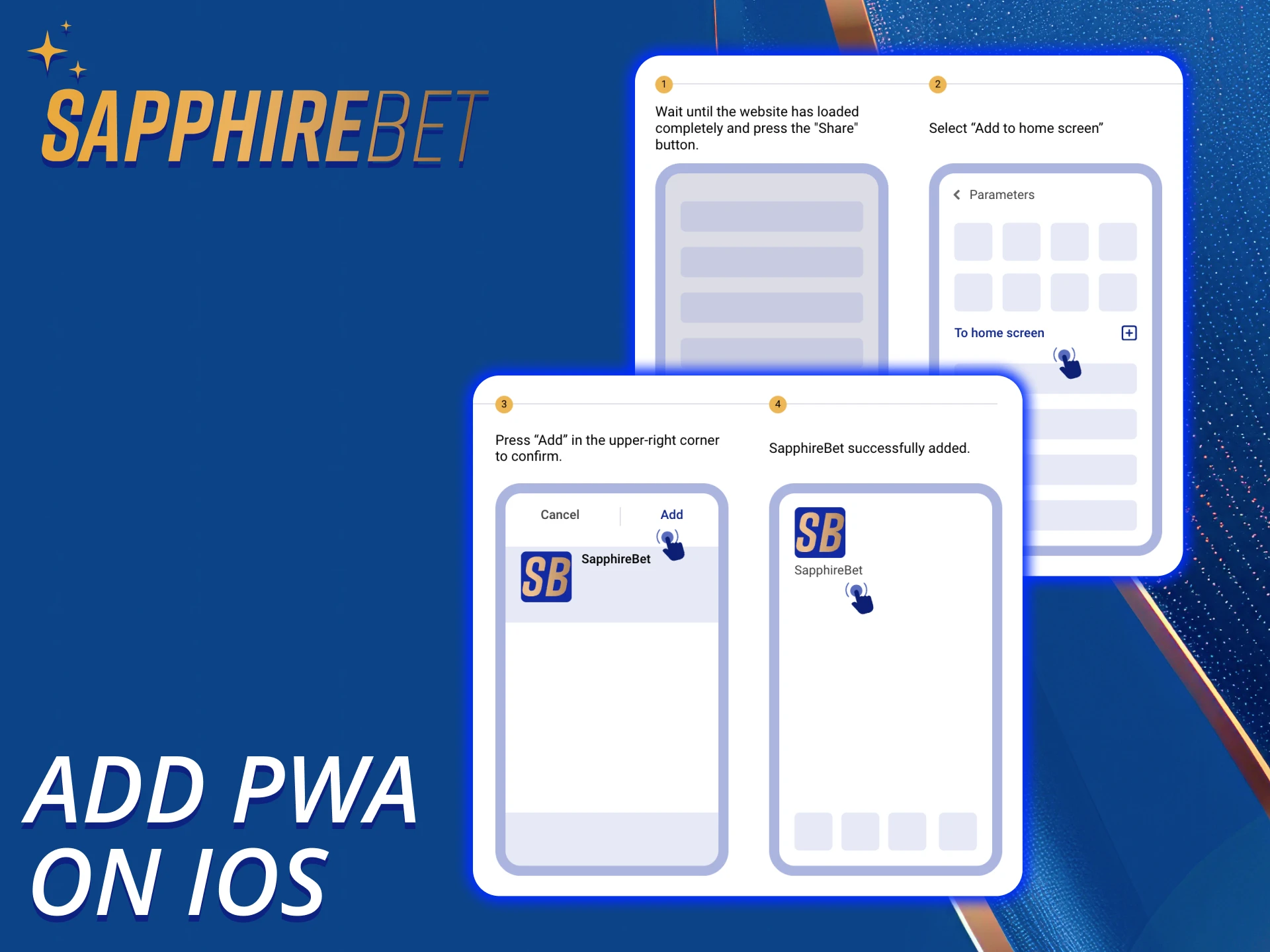 Add a mobile version of SapphireBet website to your home screen.