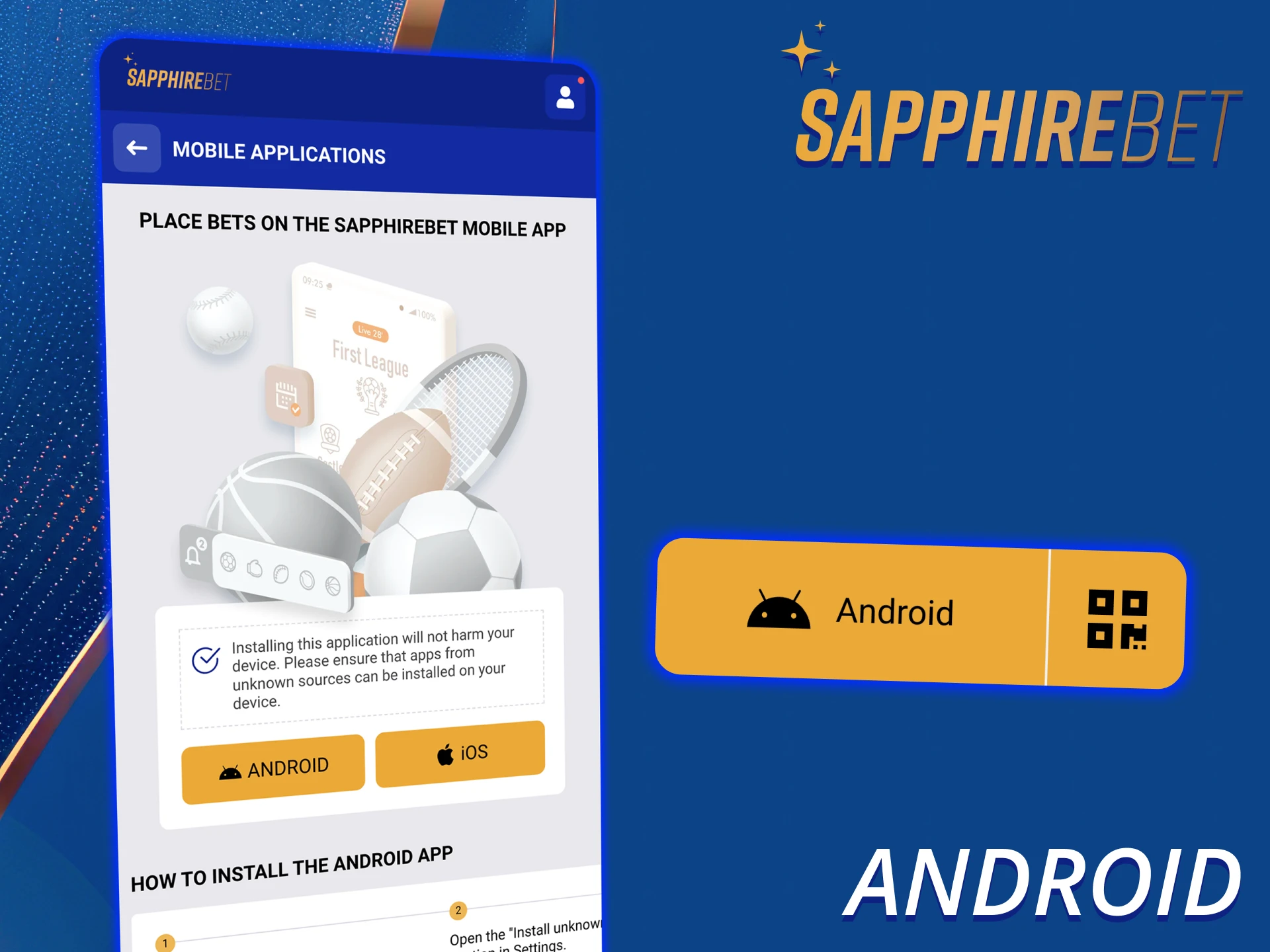 SapphireBet mobile app for Android showes high quality.