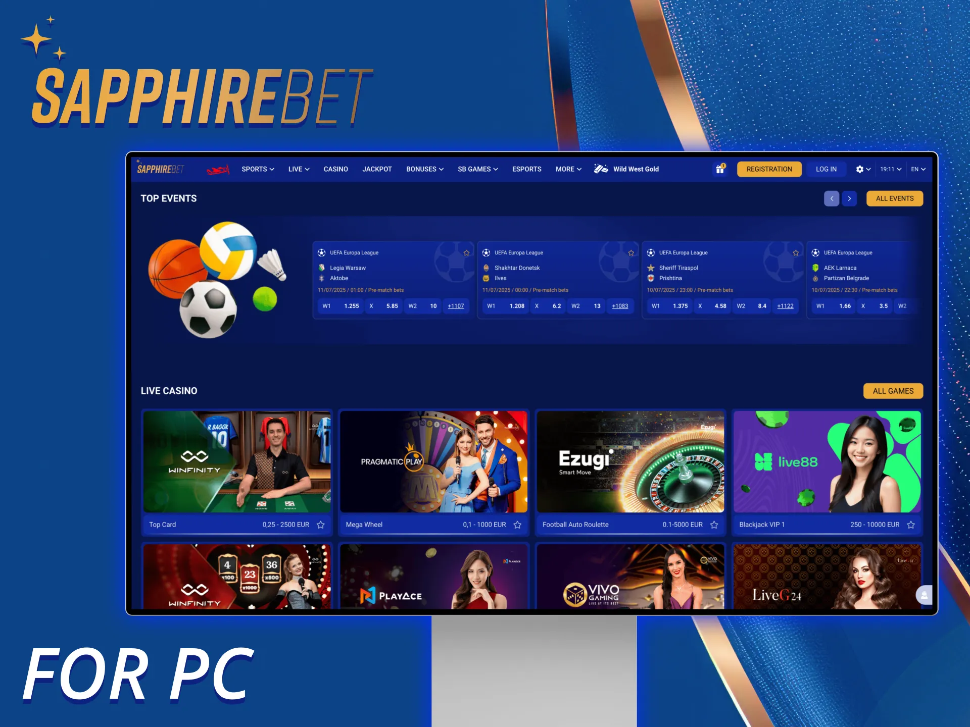 You can always use SapphireBet website on your PC.