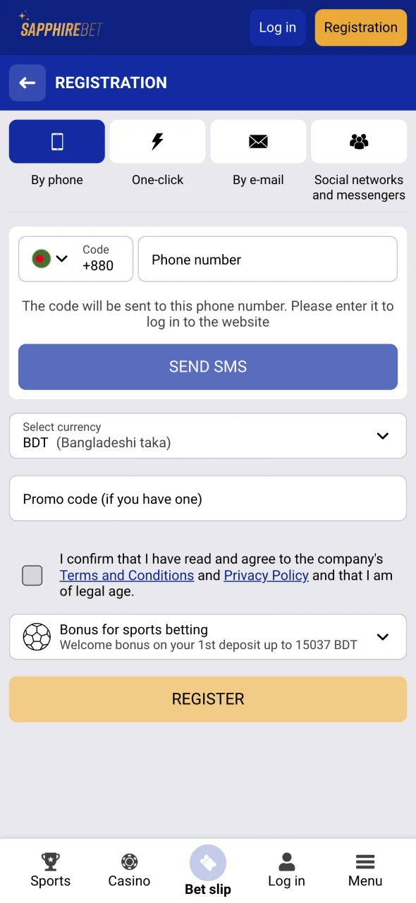 Register at SapphireBet to get a full access to benefits.