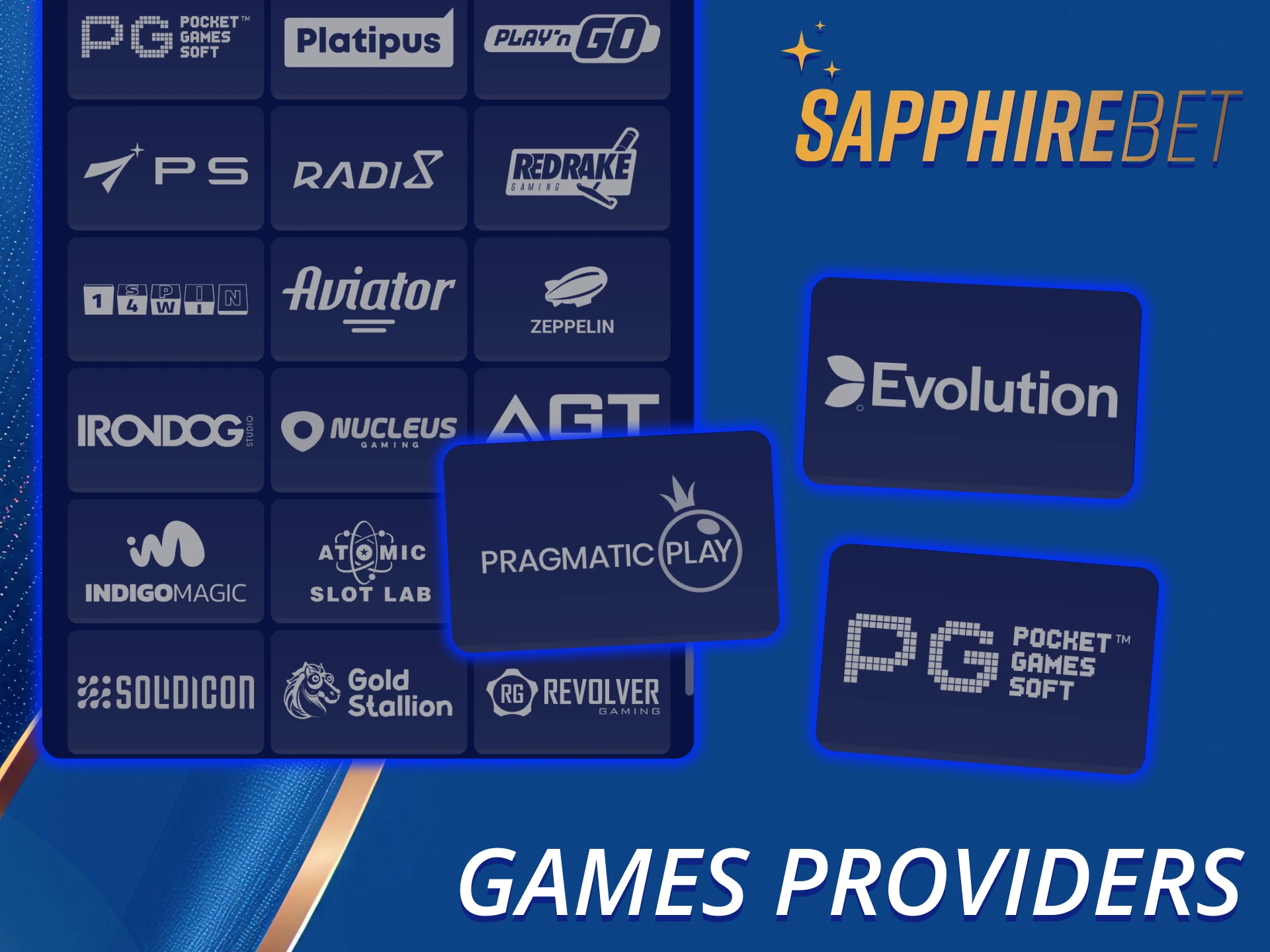 SapphireBet casino partners with the reputable game developers.