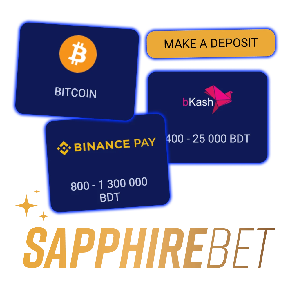 Make deposits into your SapphireBet account with ease.