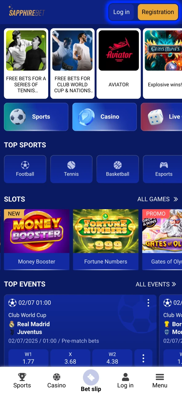 Use the SapphireBet login option at the main page.