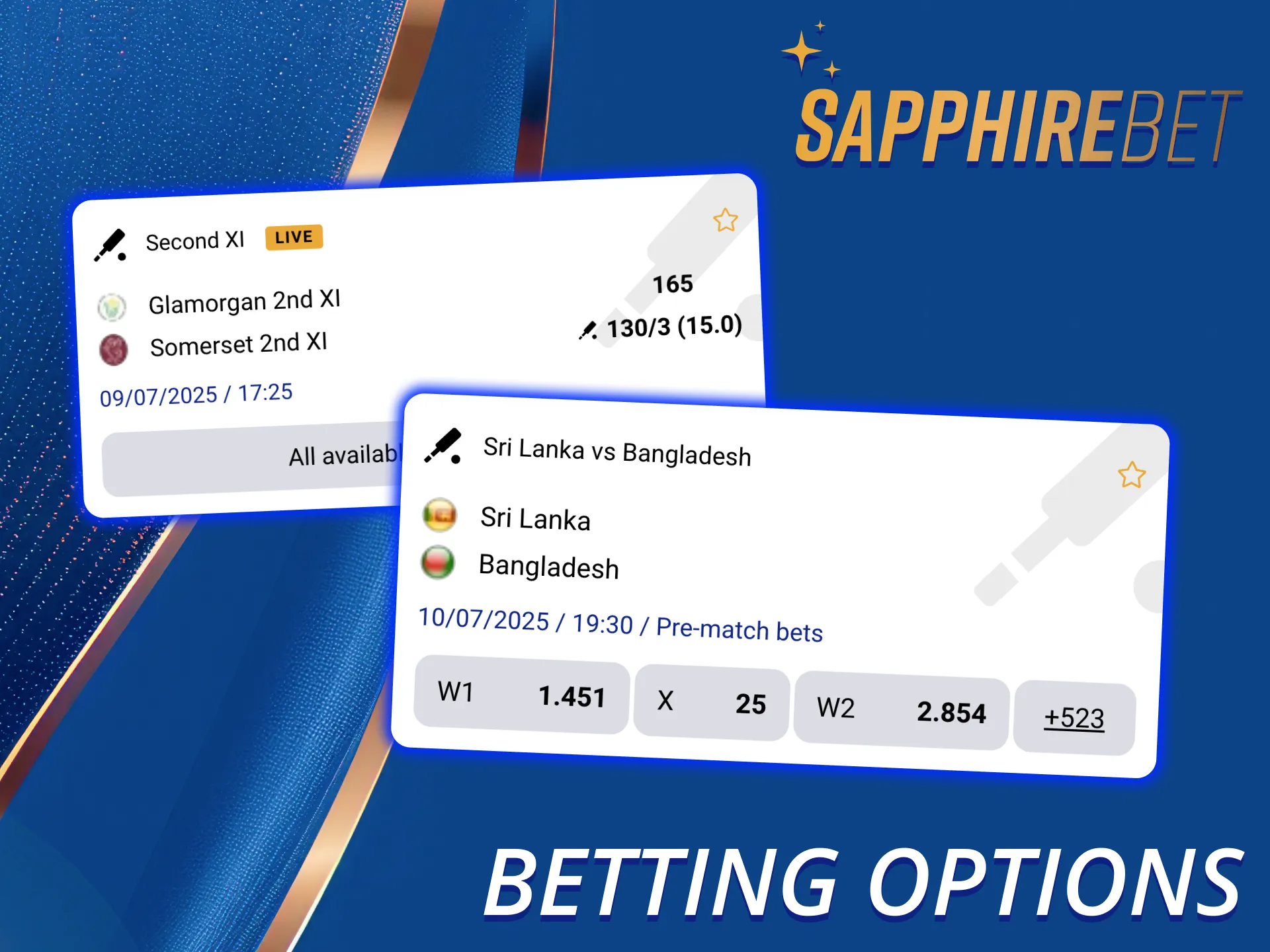 SapphireBet website provides many betting options for all players.