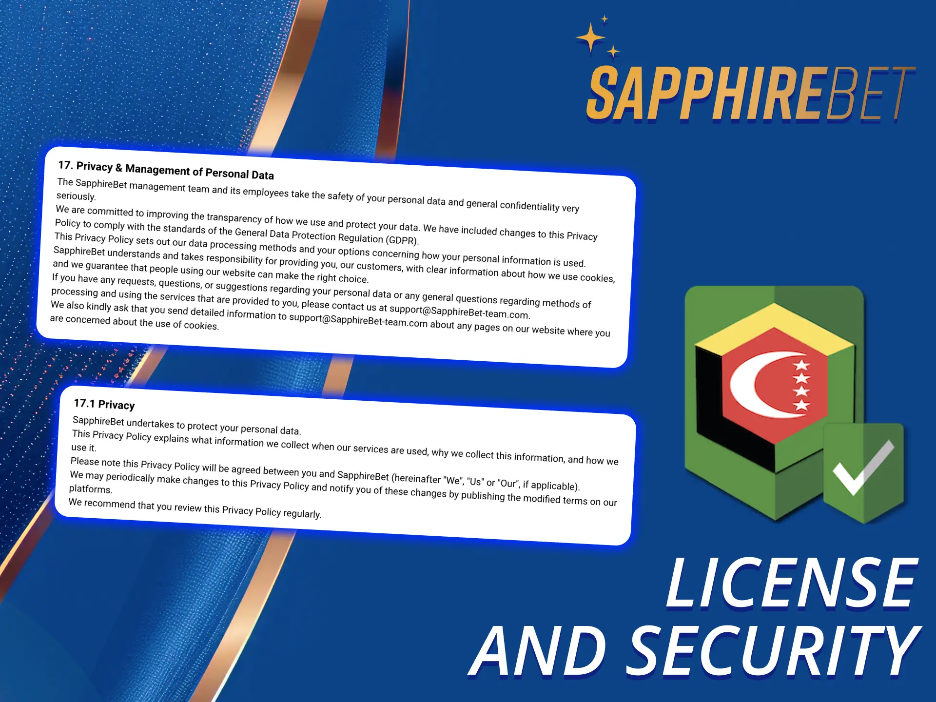 SapphireBet platform is licensed and secure platform.