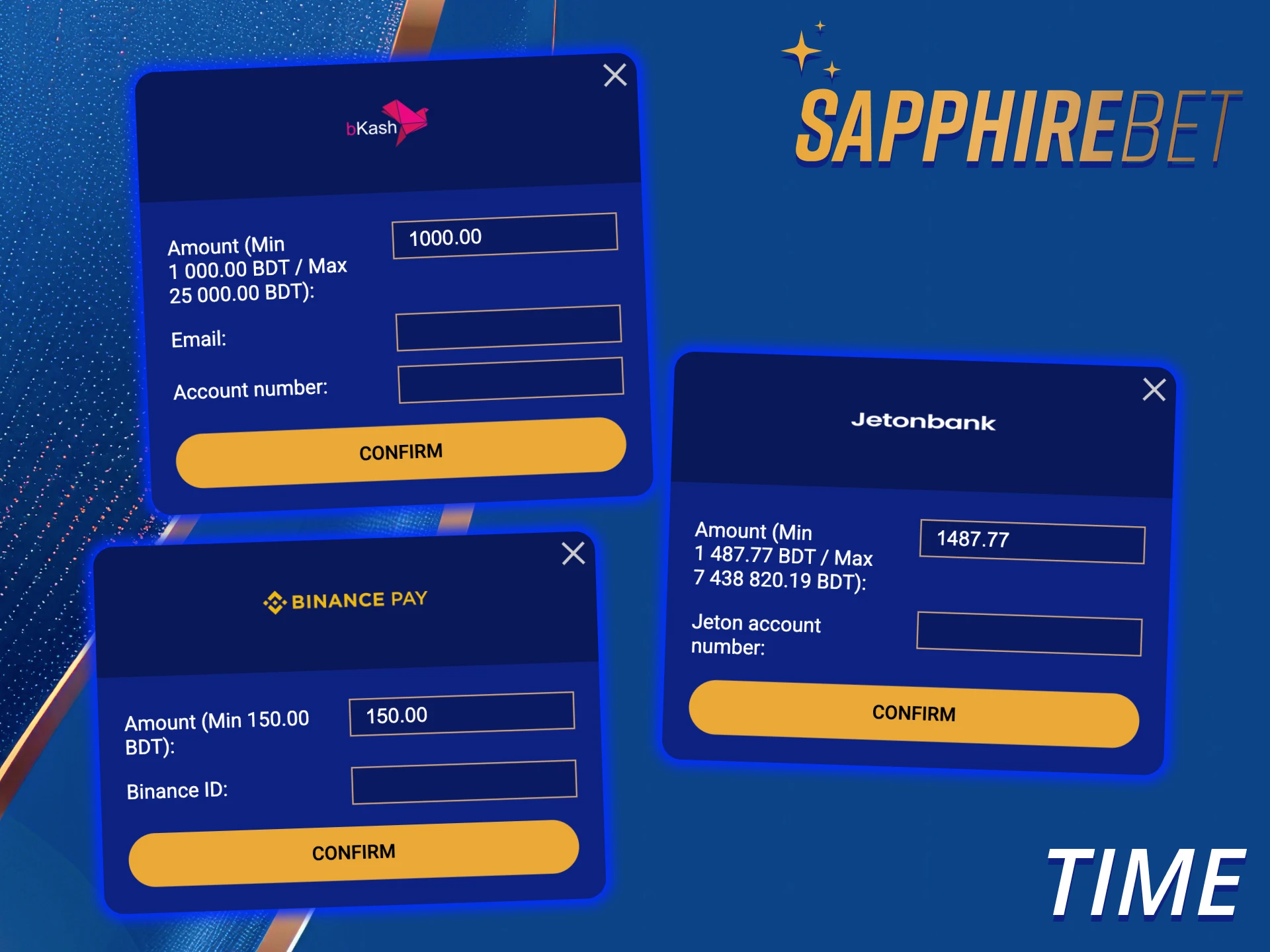 SapphireBet withdrawal time depends on the method you select.